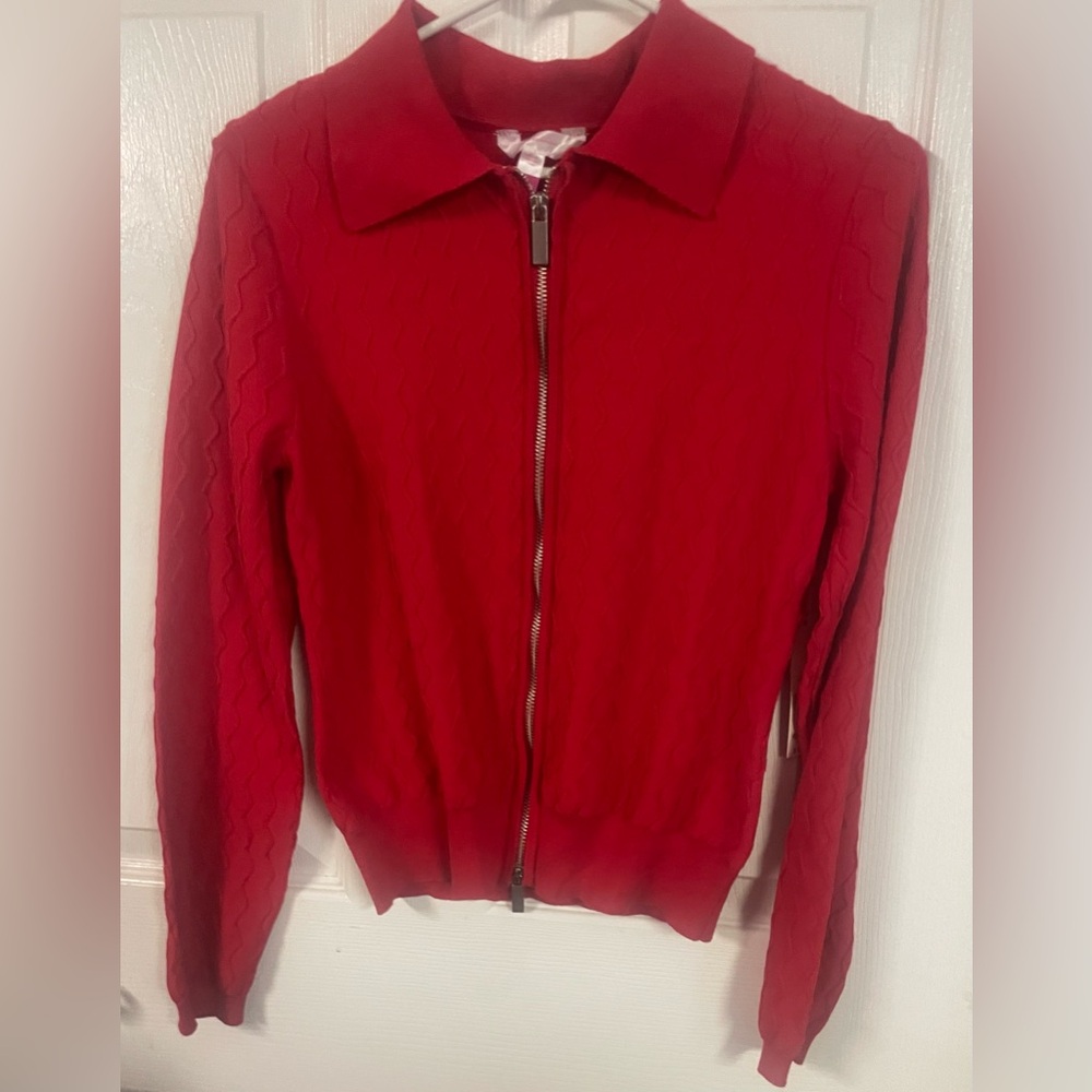 No Boundaries Juniors Red Textured Zip-Up Sweater! NWT! Size Large (11-13)